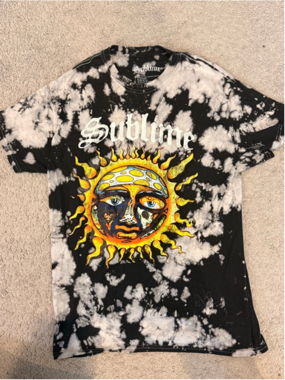 Men's Sublime Tie-Dye Short Sleeve Tee M Black White